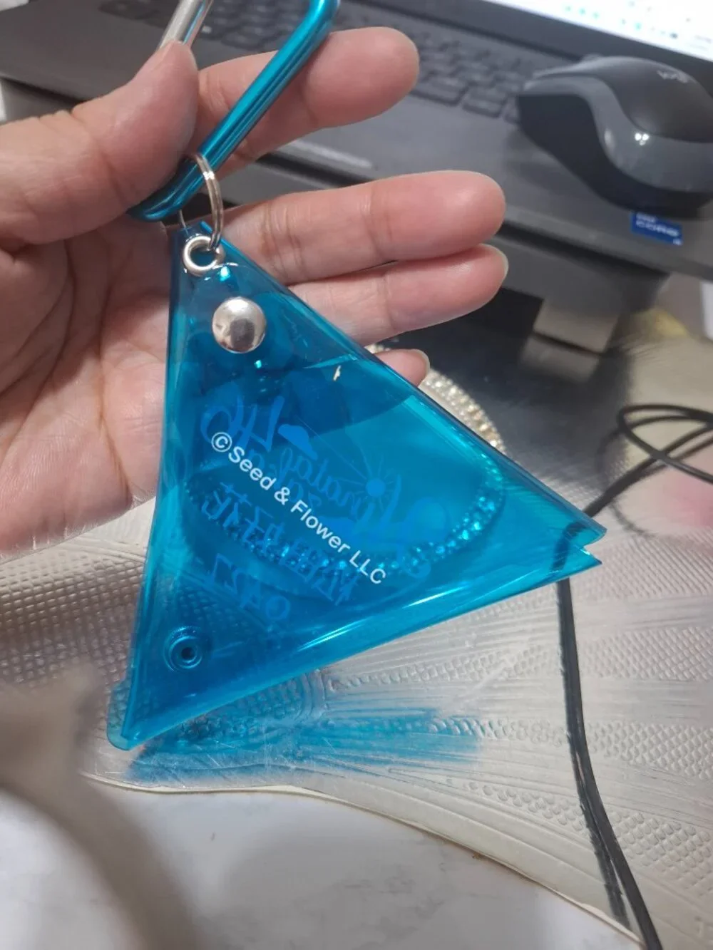 Clear Blue Mini Triangular Hinatazaka46 Coin Case Purse Mini Wallet Keychain Key
